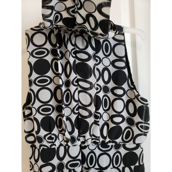 Voir Voir geometric print, back sash drape, high neck, sleeveless dress, size 8 - Picture 6 of 9